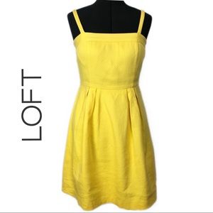 LOFT | Pleated Yellow Honeycomb Textured Sundress